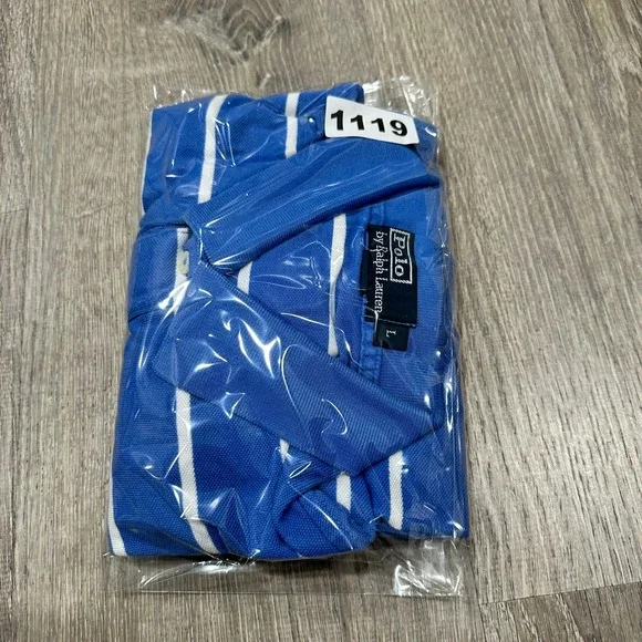 Polo Ralph Lauren Polo Mens Large Blue Striped Short Sleeve Piqué Polo Shirt - Picture 12 of 13